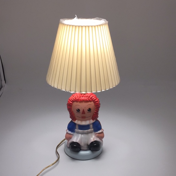 Rare Vintage 1982 Raggedy Ann Nursery or Child's Table Lamp With Shade 15” - Picture 11 of 15